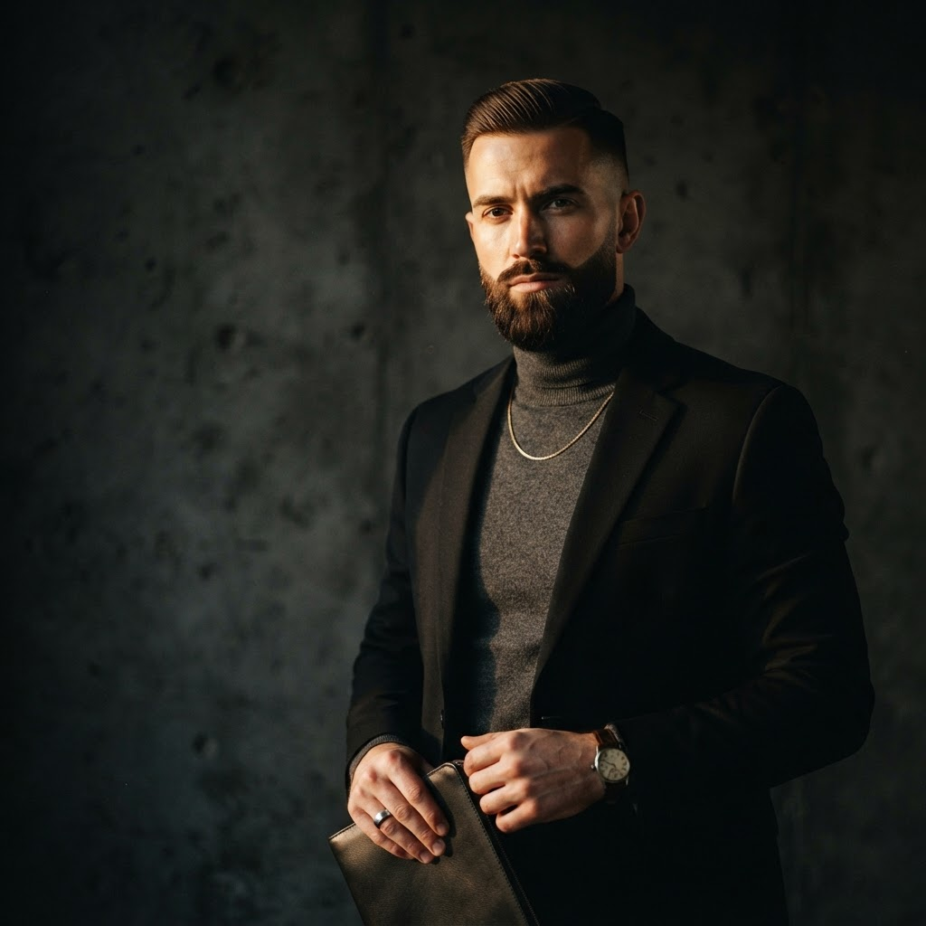 Portrait of a man with a sharp fresh haircut